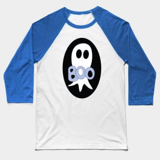 Cute Halloween ghost cartoon with BOO text Baseball T-Shirt